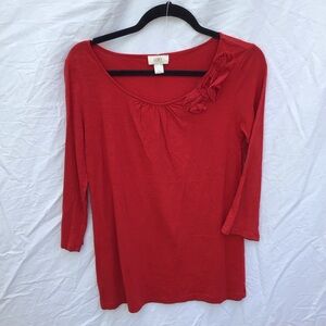 LOFT Scarlet Long Sleeve Top with Floral Accent